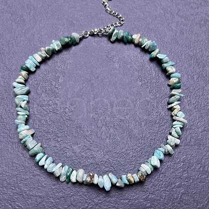 Natural Amazonite Chip Beaded Necklaces for Women IW6789-55-1