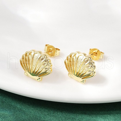 Brass Stud Earrings EJEW-R032-02G-1