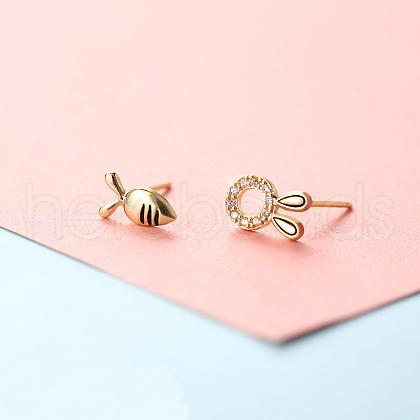 Brass Micro Pave Clear Cubic Zirconia Stud Earrings FS-WGE47D1-10-1
