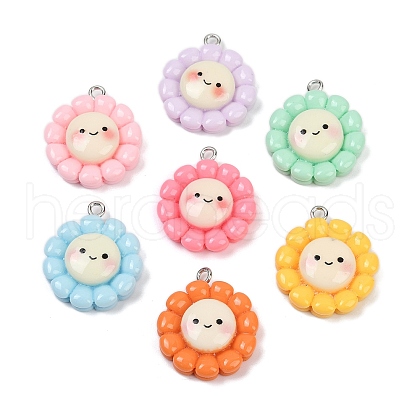 Sunflower Opaque Resin Pendants RESI-Z034-01P-1
