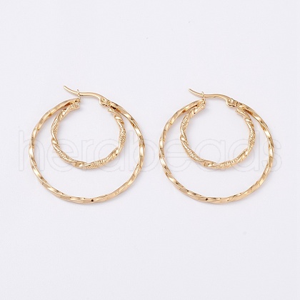 304 Stainless Steel Hoopd Earrings EJEW-F272-05G-1