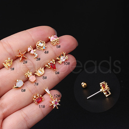 Brass Micro Pave Cubic Zirconia Cartilage Earring WG3714F-04-1