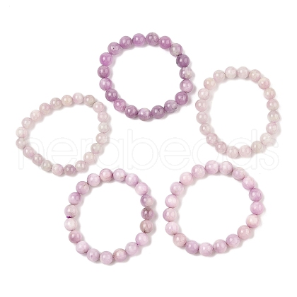 Natural Kunzite Stretch Beaded Bracelets BJEW-G630-A02-1