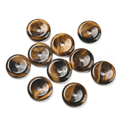 Natural Tiger Eye China Safety Buckle Pendants G-B052-11-1