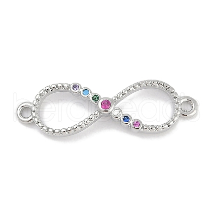 Brass Micro Pave Colorful Cubic Zirconia Infinity Connector Charms KK-Q028-65P-1