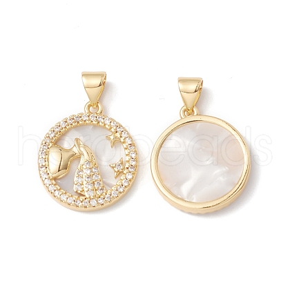 Rack Plating Brass Shell Pendants KK-D087-25G-03-1