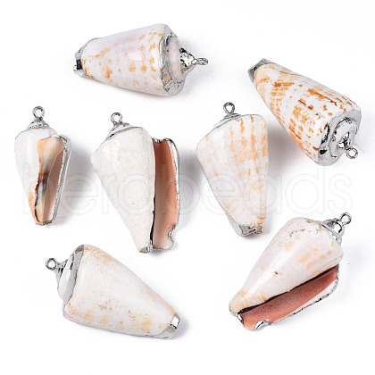 Electroplate Natural Spiral Shell Pendants SSHEL-S266-031-1