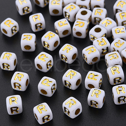 Opaque White Acrylic Beads MACR-Q242-010R-1