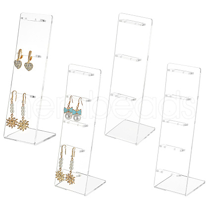 DELORIGIN 4Pcs 2 Styles Transparent Acrylic Earrings Display Stands EDIS-DR0001-08-1