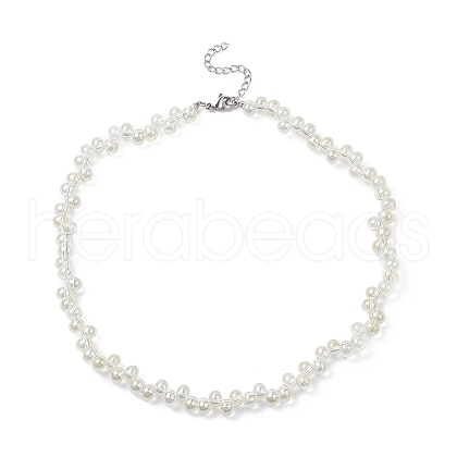 Glass Teardrop Beaded Necklaces NJEW-JN04273-01-1
