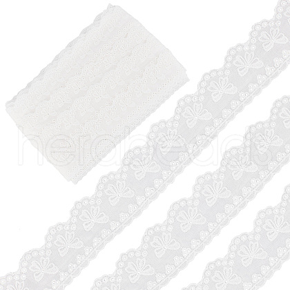 Cotton Hollow Embroidered Lace Trim SRIB-WH0011-053-1