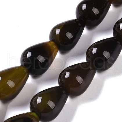 Natural Green Agate(Dyed & Heated) Beads Strands G-P521-D01-01A-1