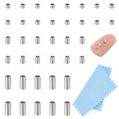 Unicraftale 60Pcs 3 Styles Rhodium Plated 925 Sterling Silver Spacer Tube Beads STER-UN0001-26P-1