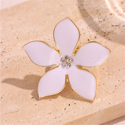 Flower Alloy with Crystal Rhinestone Enamel Finger Rings for Women FS-WGECBC7-02-1