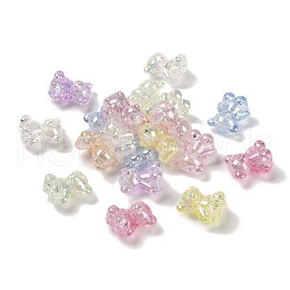 UV Plating Transparent Rainbow Iridescent Acrylic Beads TACR-R001-08A-1