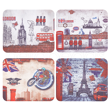 CREATCABIN 20 Sheets 4 Style London Themed Microfibre Glasses Cleaning Cloth AJEW-CN0002-01-1