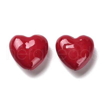 Heart Brass Enamel Beads KK-M324-08A-G02-1