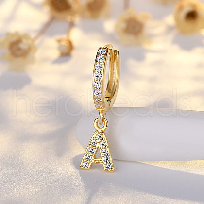 Brass Micro Pave Clear Cubic Zirconia Hoop Earrings WGE85EC-02-1