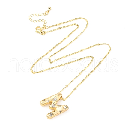 Brass Micro Pave Clear Cubic Zirconia Pendant Necklaces NJEW-Z038-01G-M-1