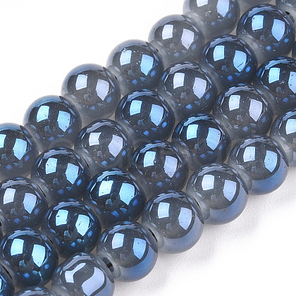 Electroplate Glass Beads Strands EGLA-Q062-6mm-E04-01-1