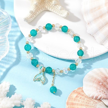 4Pcs Brass Glass Beads Stretch Bracelets BJEW-JB11769-03-1