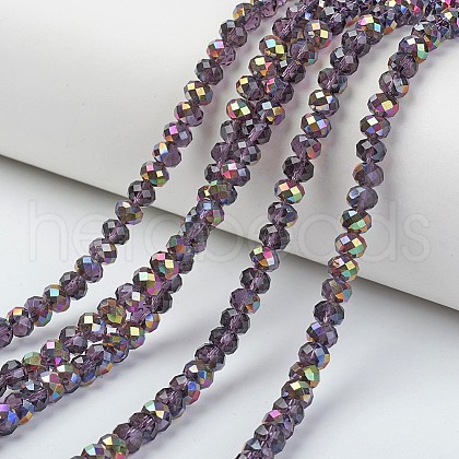 Electroplate Transparent Glass Beads Strands EGLA-A034-T8mm-R17-1