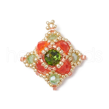 Glass Seed Beaded Pendants PALLOY-MZ00423-03-1
