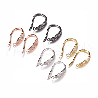 Brass Micro Pave Cubic Zirconia Earring Hooks ZIRC-A008-09-1