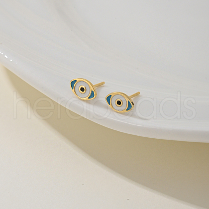 Elegant Stainless Steel Enamel Evil Eye Stud Earrings AG3278-3-1