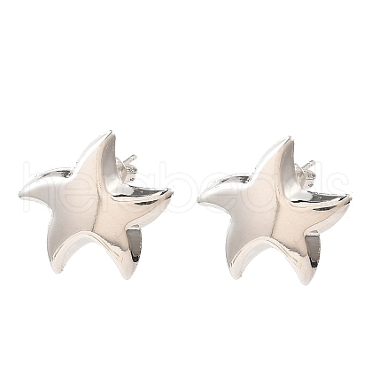 Star Brass Stud Earrings EJEW-L270-25P-1