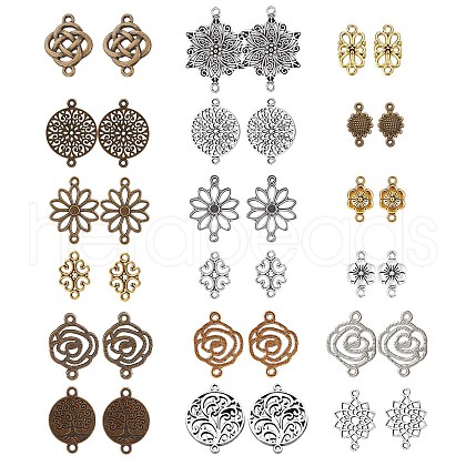 SUNNYCLUE 72Pcs 18 Styles Tibetan Style Alloy Connector Charms FIND-SC0003-34-1