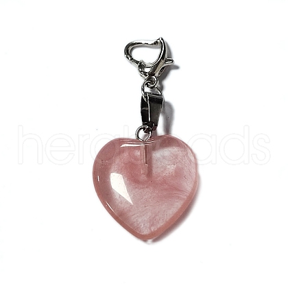 Cherry Quartz Glass Pendant Decorations PALLOY-PH01402-09-1