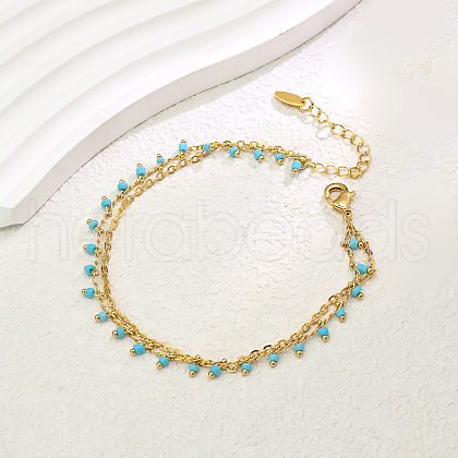 Fashionable Vintage Style Brass Double Layer Round Tassel Adjustable Ladies Anklets YN5239-1-1