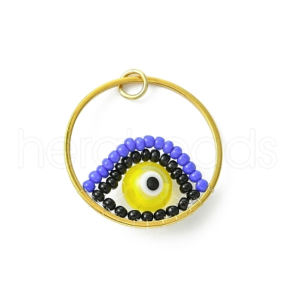 Glass Seed Beaded Evil Eye Pendants PALLOY-MZ00532-03-1