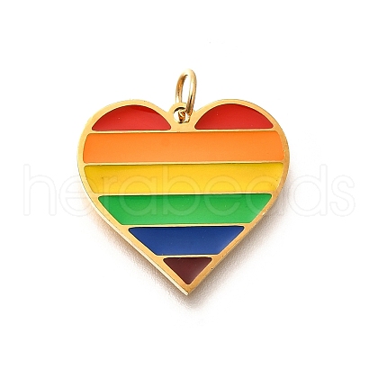 Pride 304 Stainless Steel Enamel Pendants STAS-B079-01G-03-1