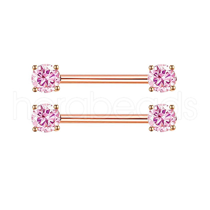 304 Stainless Steel Cubic Zirconia Flat Round Nipple Barbells WGD80F3-04-1