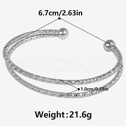 Stylish 304 Stainless Steel Double-layered Cuff Bangles NS9291-1-1