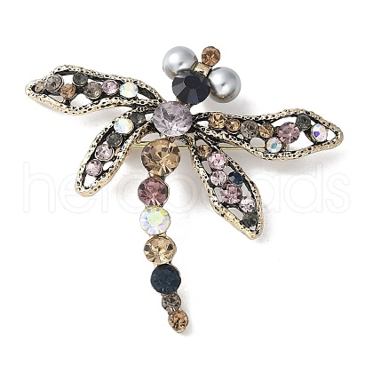 Dragonfly Alloy Rhinestone Brooches for Backpack Clothes JEWB-M067-06AG-1