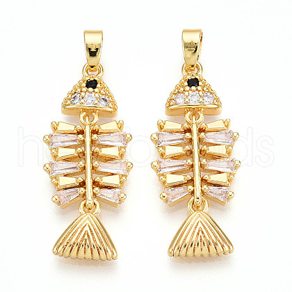 Brass Micro Pave Cubic Zirconia Pendants KK-N257-07G-1