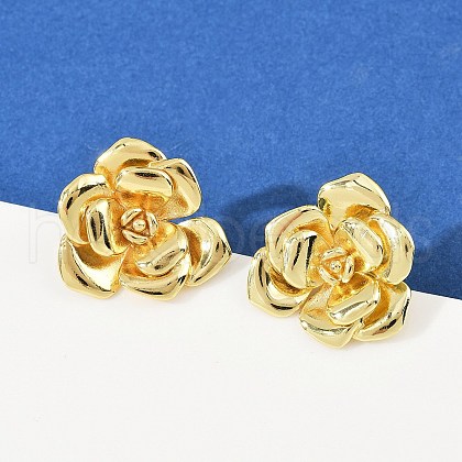 Brass Stud Earrings EJEW-S277-08G-B-1