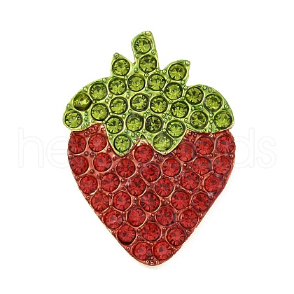 Fruit Zinc Alloy Rhinestone Brooches for Backpack Clothes JEWB-R068-02A-G-1