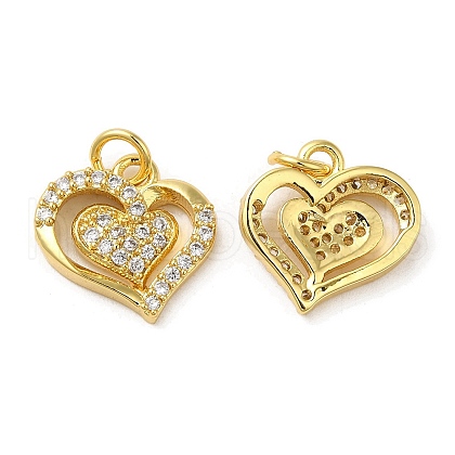 Rack Plating Brass Micro Pave Cubic Zirconia Charms KK-C030-22G-1