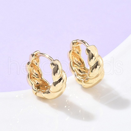Twist Brass Hoop Earrings EJEW-Z102-09G-1