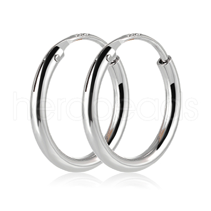 Rhodium Plated 925 Sterling Silver Hoop Earrings Endless Unisex Small Hoop Earrings 10mm Gold Plating Cartilage Huggie Hoop Earrings for Women Men JE1076A-01-1