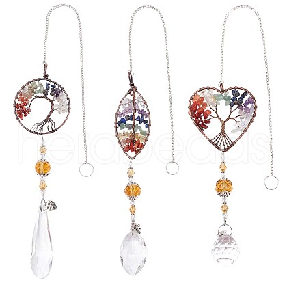 Chakra Theme Mixed Gemstone Big Pendants G-WH0016-15-1