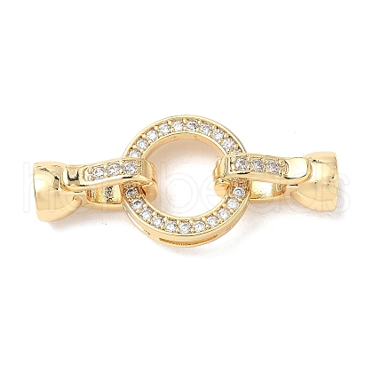 Brass Micro Pave Clear Cubic Zirconia Fold Over Clasps KK-U059-34G-1
