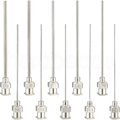 BENECREAT 20Pcs 10 Style Iron Dispensing Needles TOOL-BC0001-28-1
