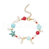 Dyed Synthetic Turquoise Beads Charm Bracelets BJEW-JB11852-02-2
