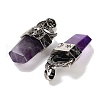 Natural Amethyst Faceted Sword Pendants G-Q163-01AS-07-2