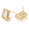 Rack Plating Brass Twist Rhombus Stud Earrings with Cubic Zirconia EJEW-A103-05G-2